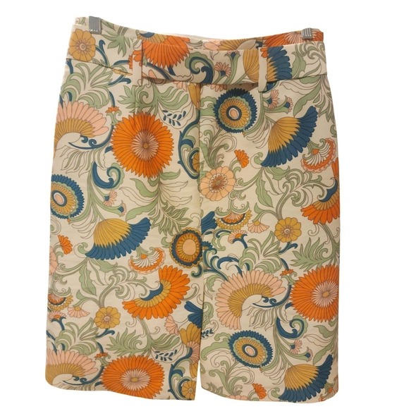 J Crew Floral Tie Waist Pencil Skirt Women Size 8 Orange Blue Green Pattern - Picture 4 of 8